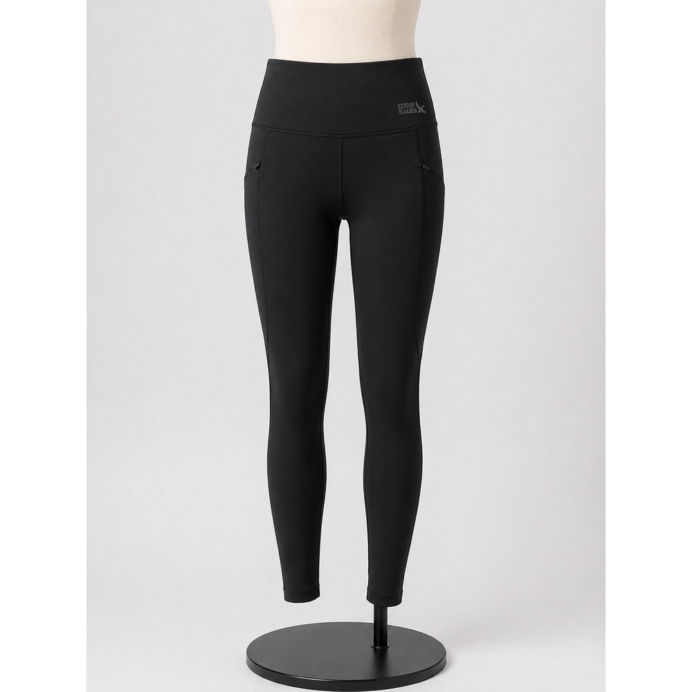 Eddie Bauer Womens Trail Tight High Rise Leggings Black Pockets Large NWT